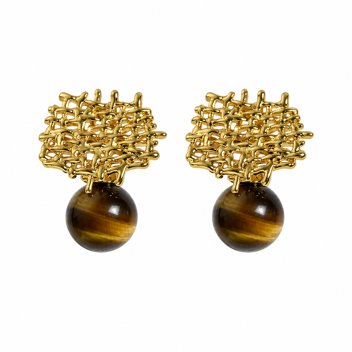 Sculptural Woven Bead Drop Earrings
