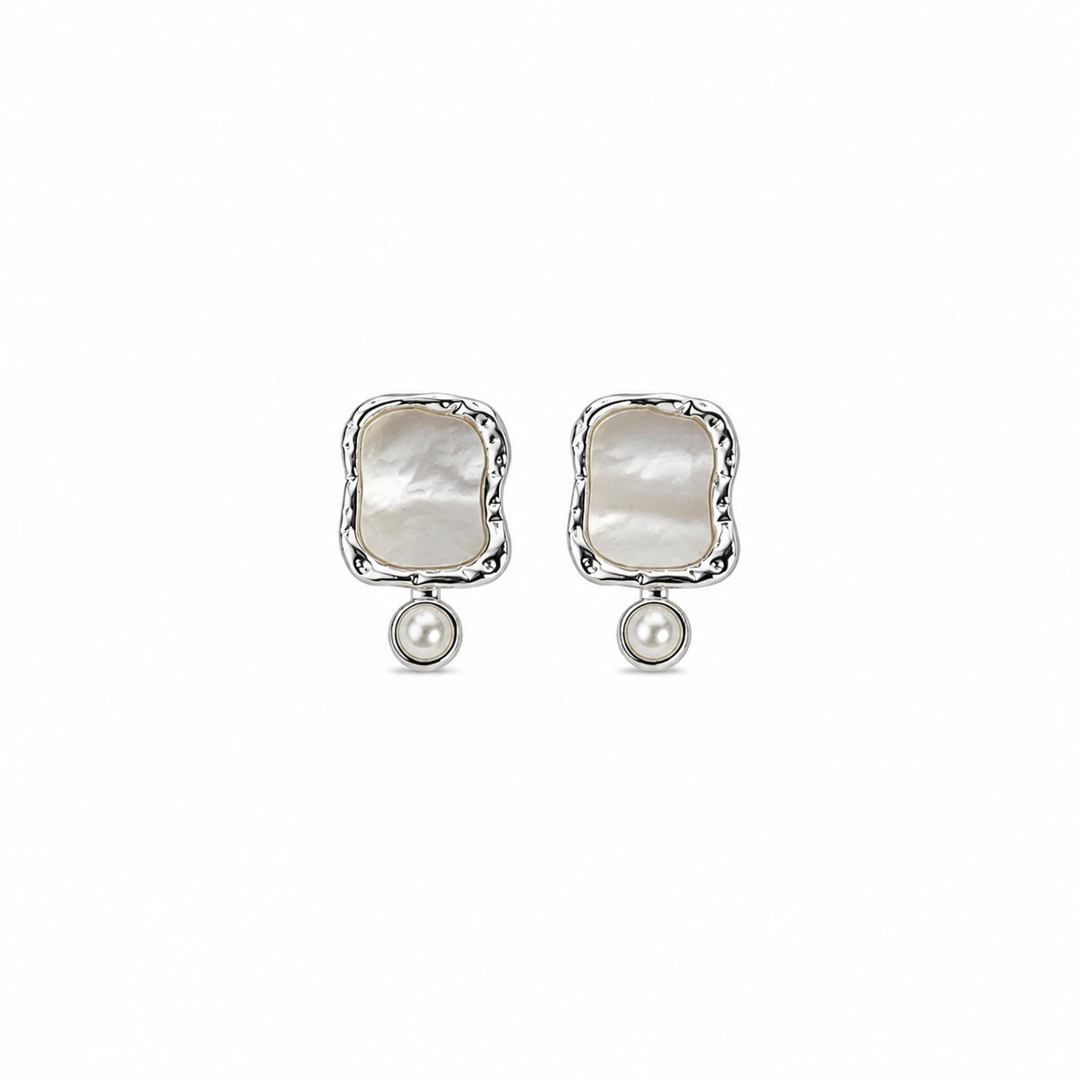 Pearlescent Cabochon Drop Stud Earrings