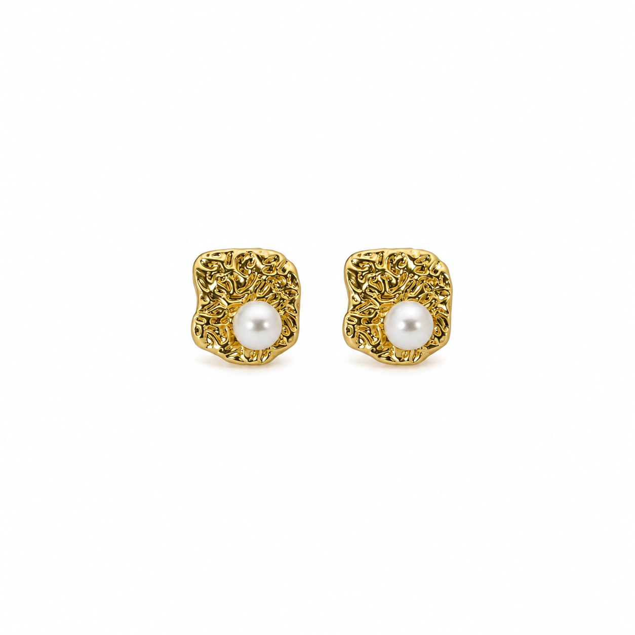 Pearl Textured Square Stud Earrings