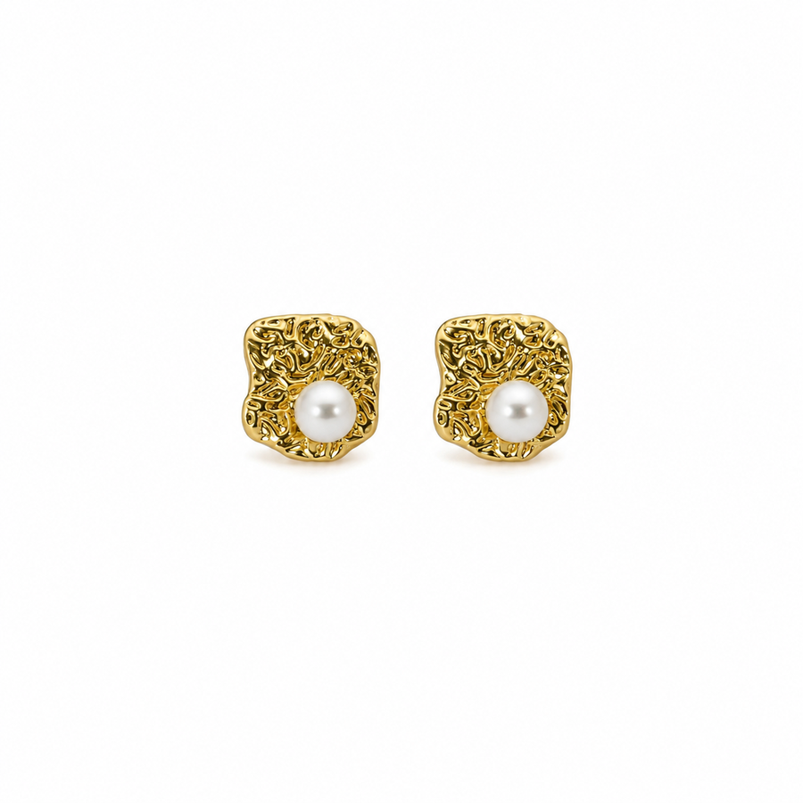Pearl Textured Square Stud Earrings