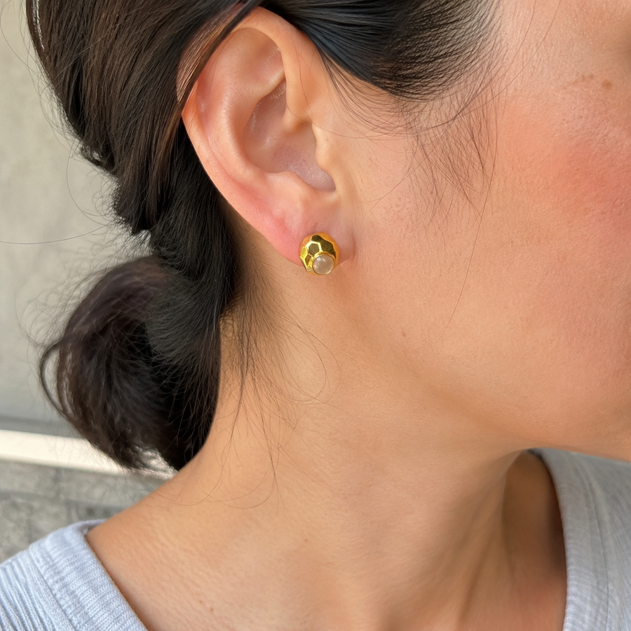 Pearlescent Faceted Stud Earrings