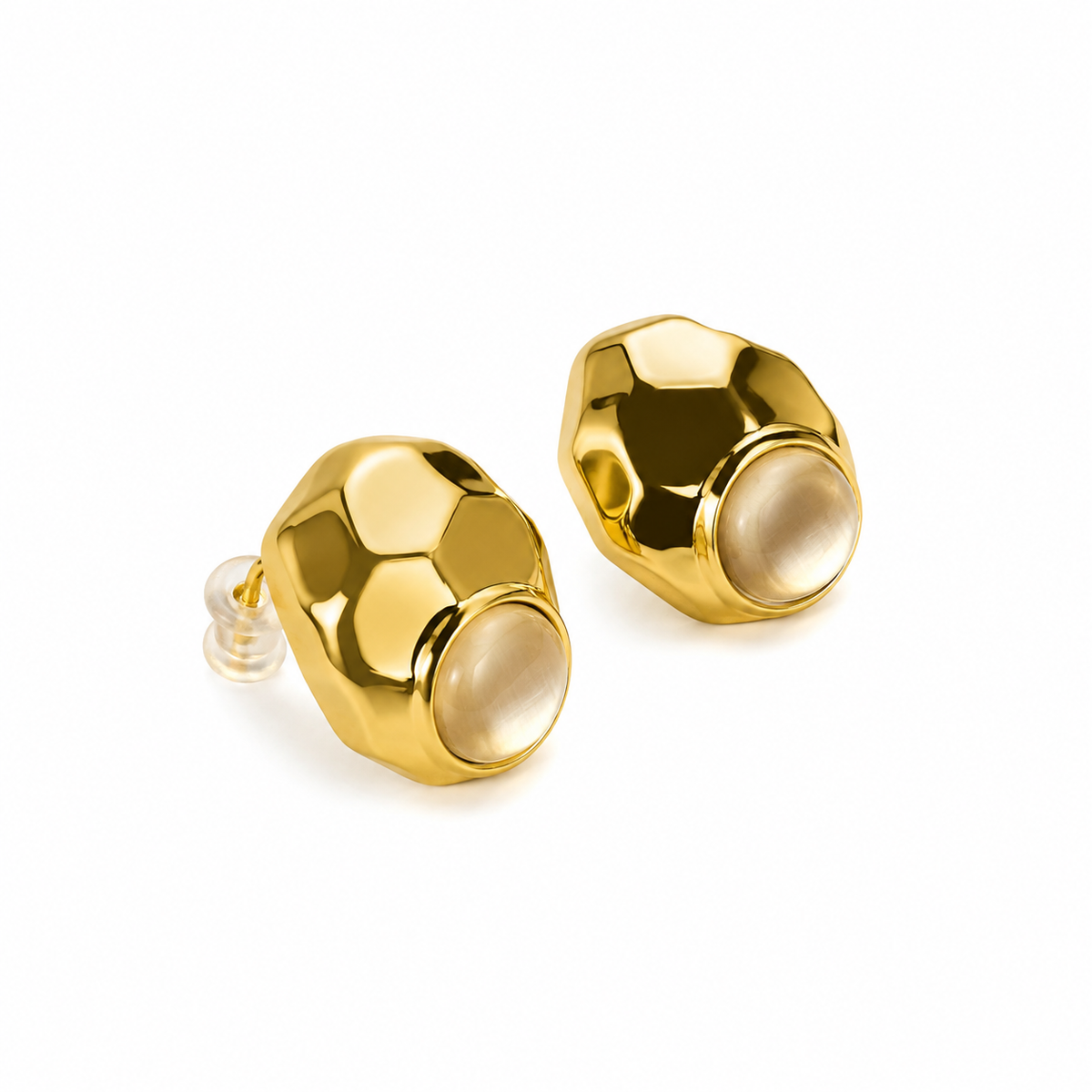 Pearlescent Faceted Stud Earrings