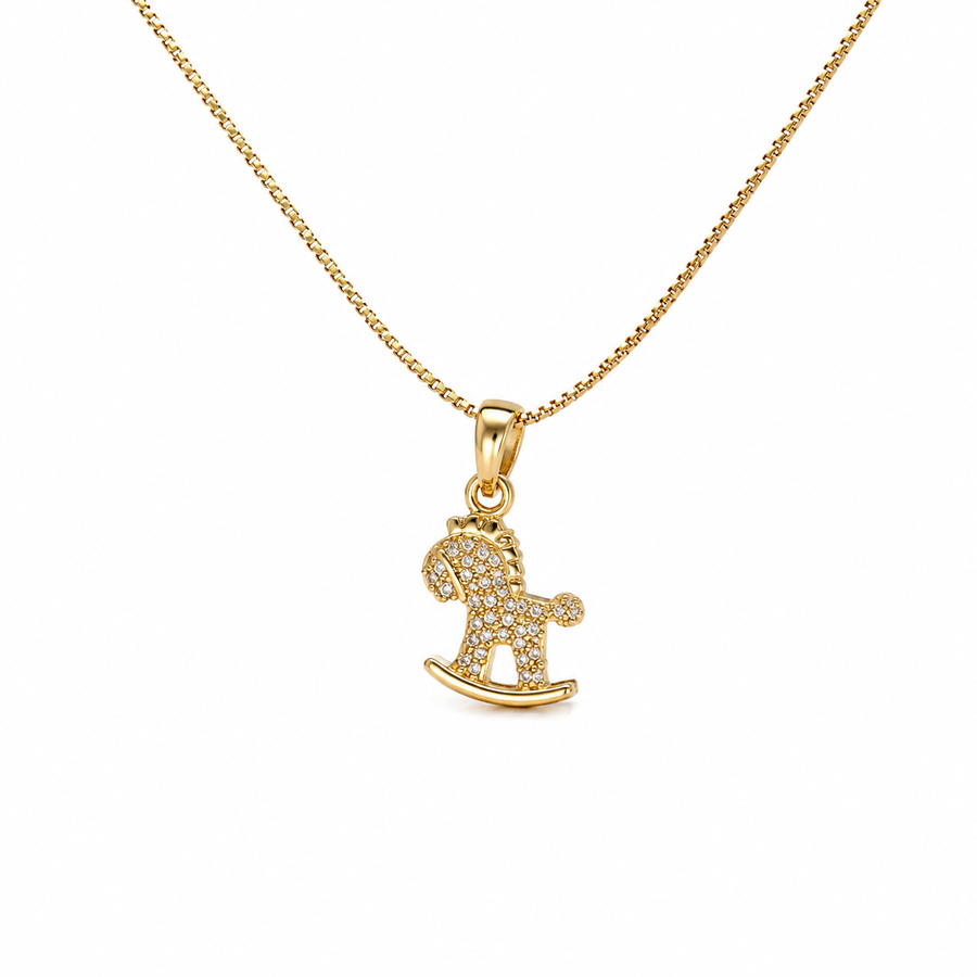 Crystal Rocking Horse Pendant Necklace