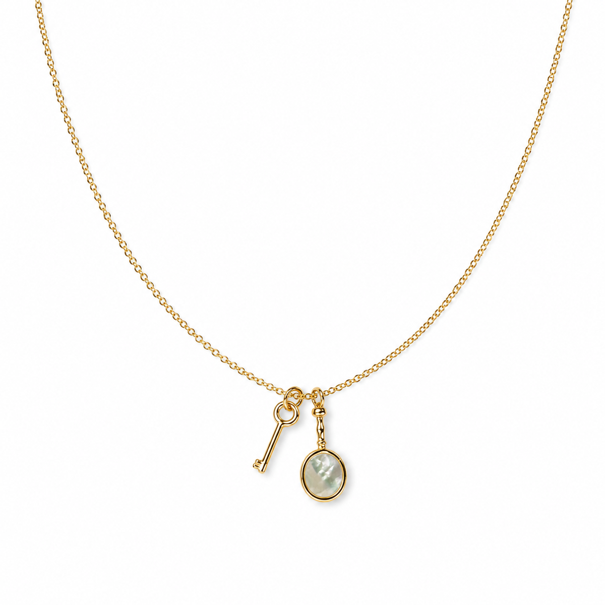 Pearlescent Key Charm Necklace