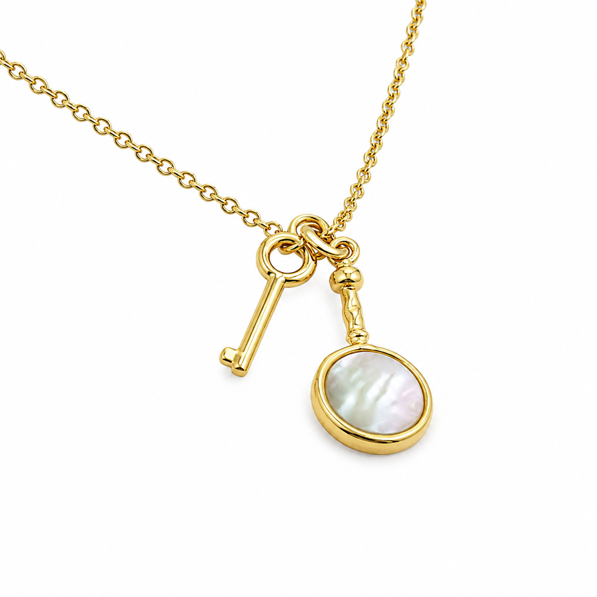 Pearlescent Key Charm Necklace