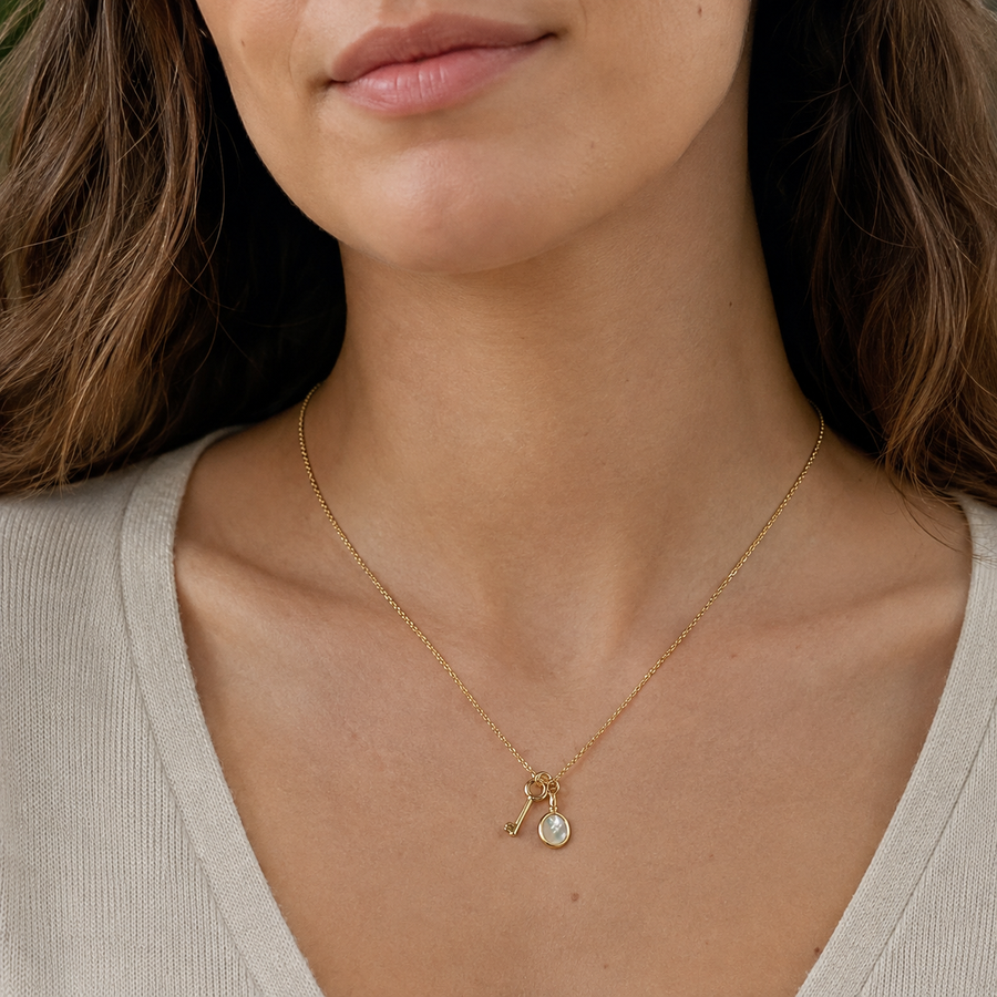 Pearlescent Key Charm Necklace