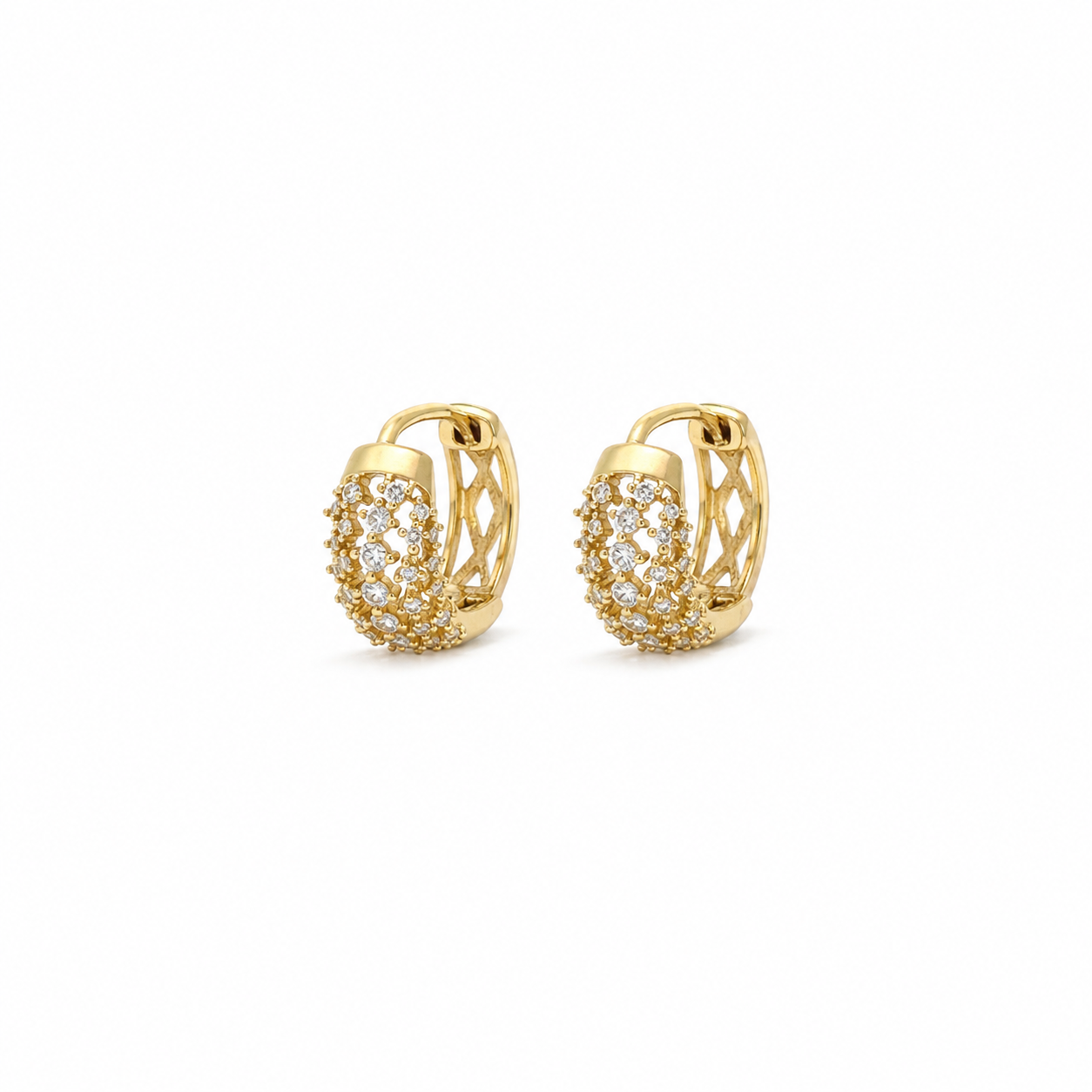 Crystal Lattice Huggie Hoop Earrings