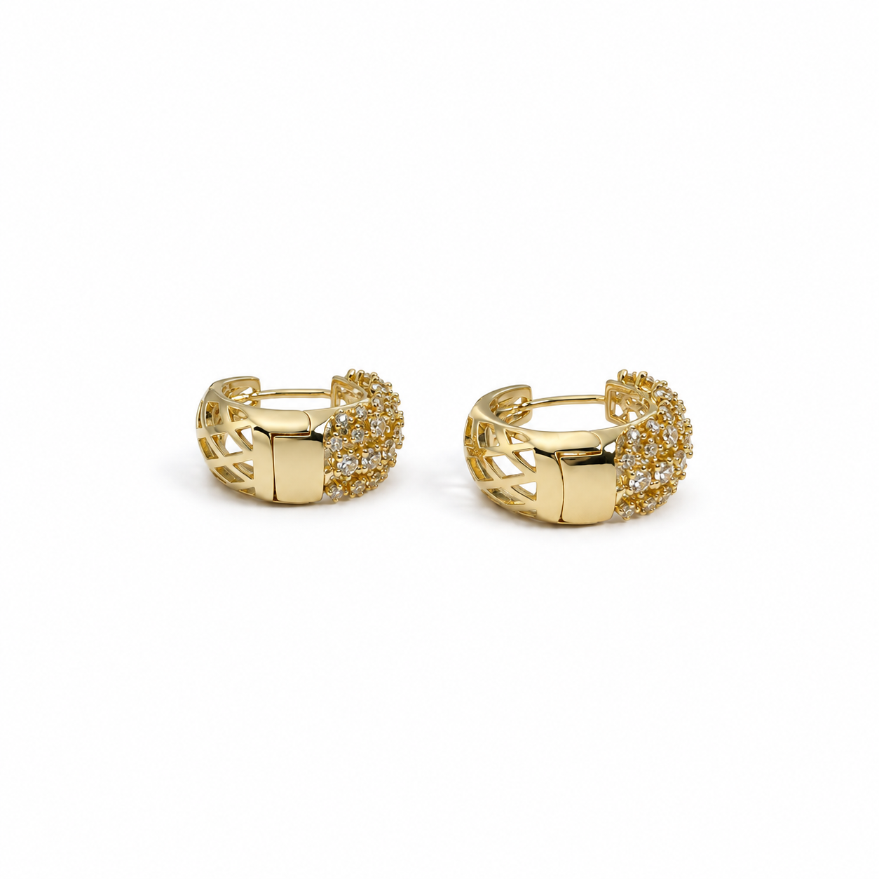 Crystal Lattice Huggie Hoop Earrings