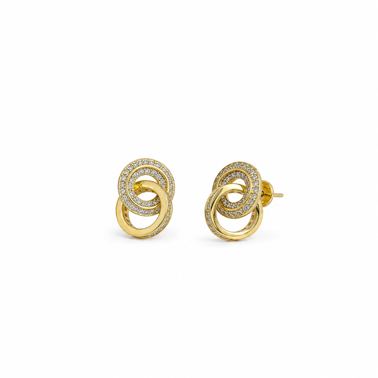 Crystal Double Circle Stud Earrings