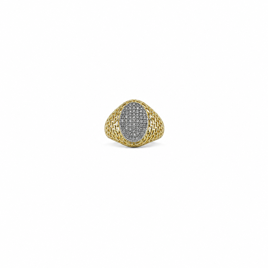 Crystal Pavé Oval Lattice Open Ring