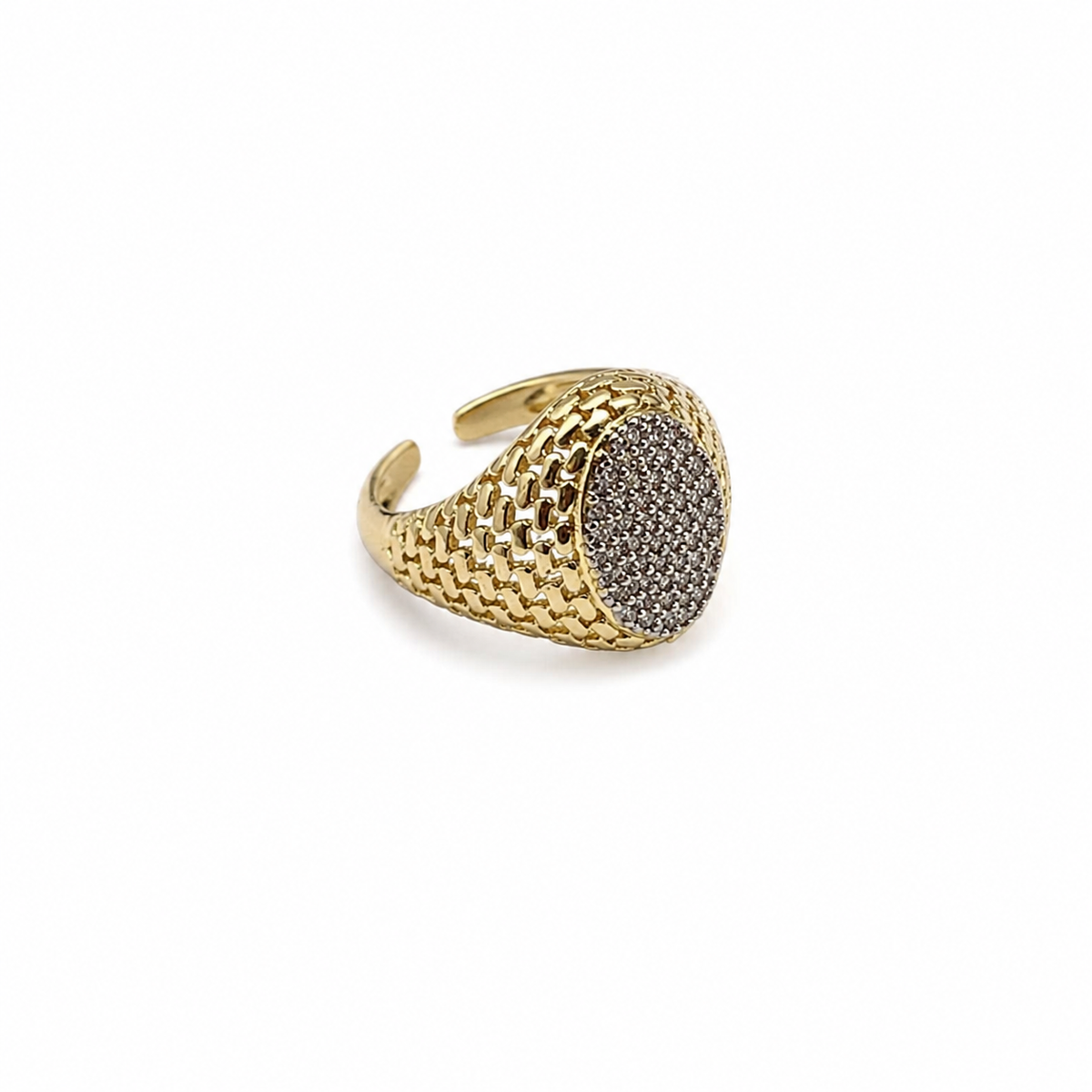 Crystal Pavé Oval Lattice Open Ring