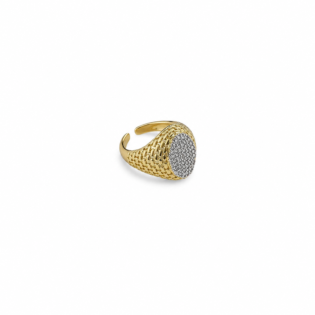 Crystal Pavé Oval Lattice Open Ring