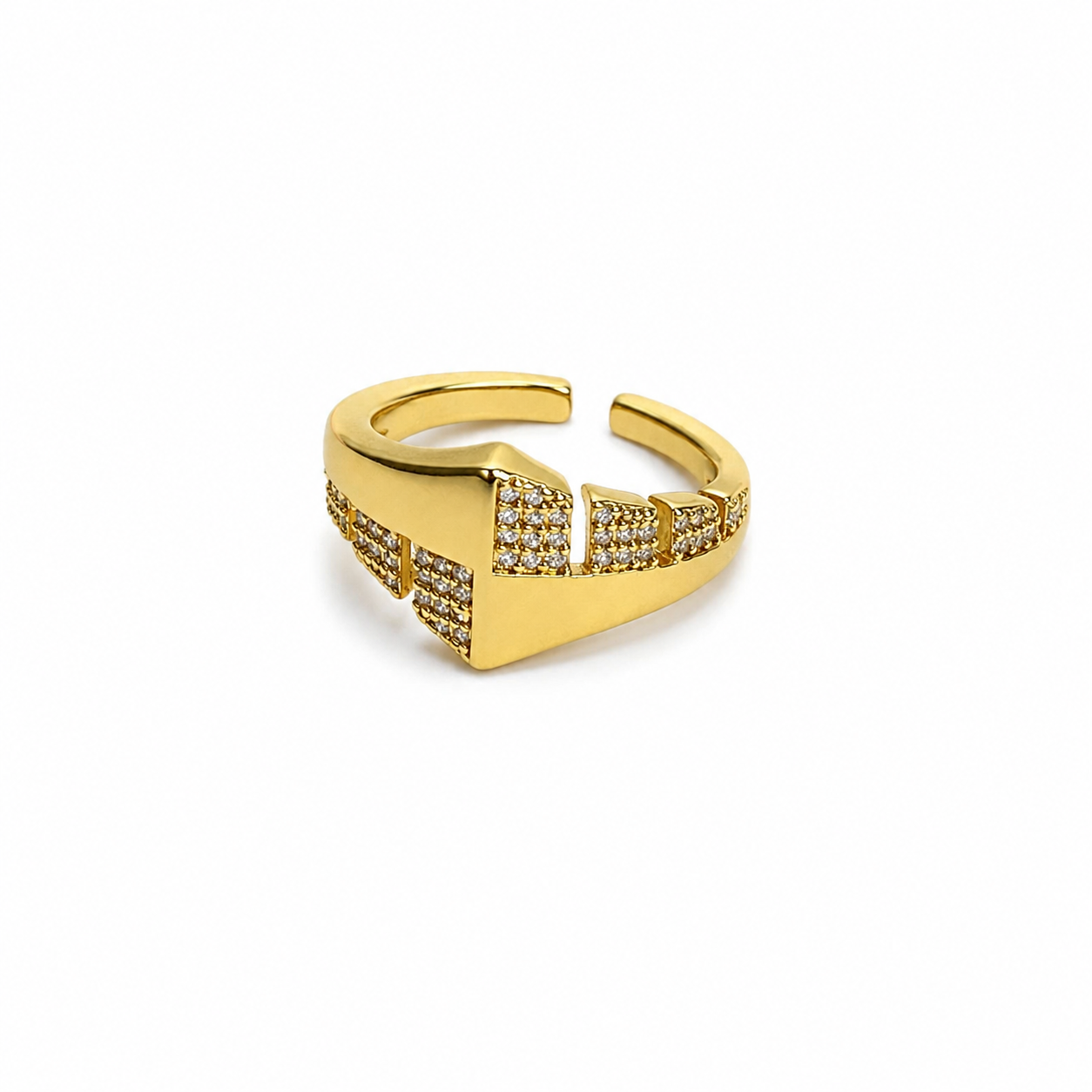 Crystal Geometric Ribbon Open Ring