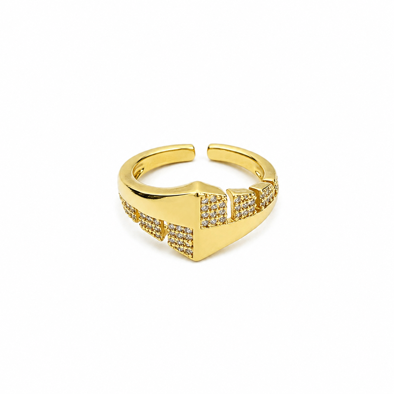 Crystal Geometric Ribbon Open Ring
