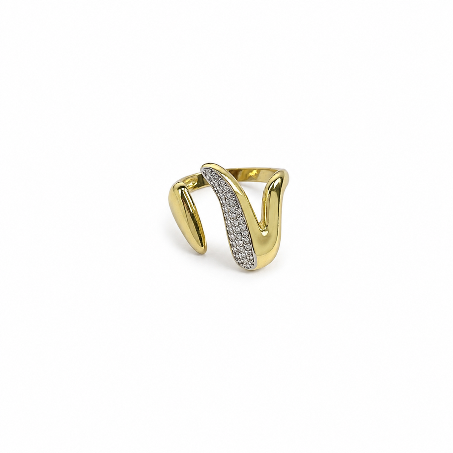 Crystal Sculptural Loop Open Ring