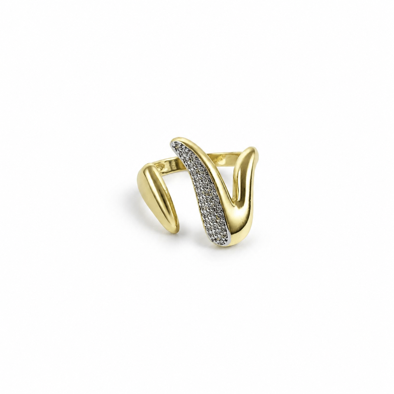 Crystal Sculptural Loop Open Ring