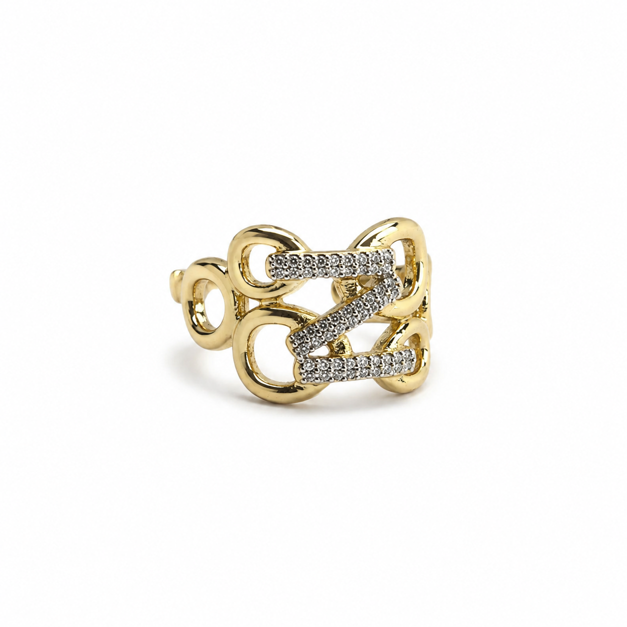 Crystal Link Statement Open Ring