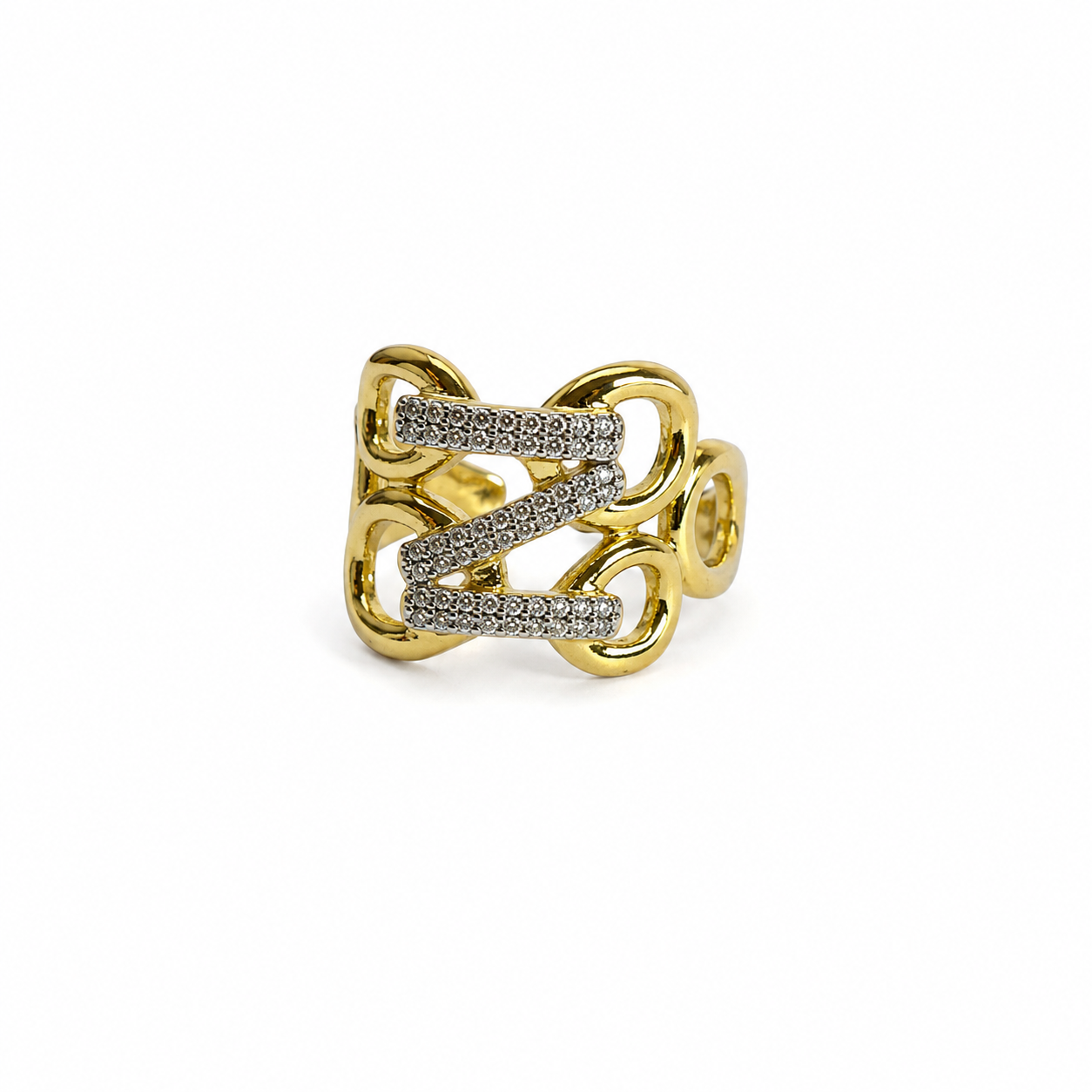 Crystal Link Statement Open Ring