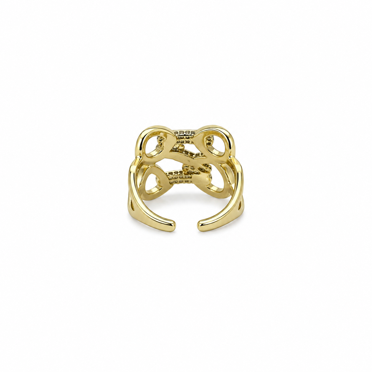 Crystal Link Statement Open Ring