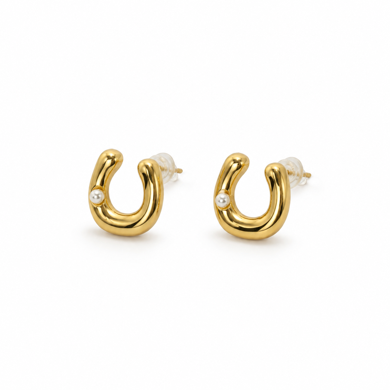 Pearl Open Hoop Earrings