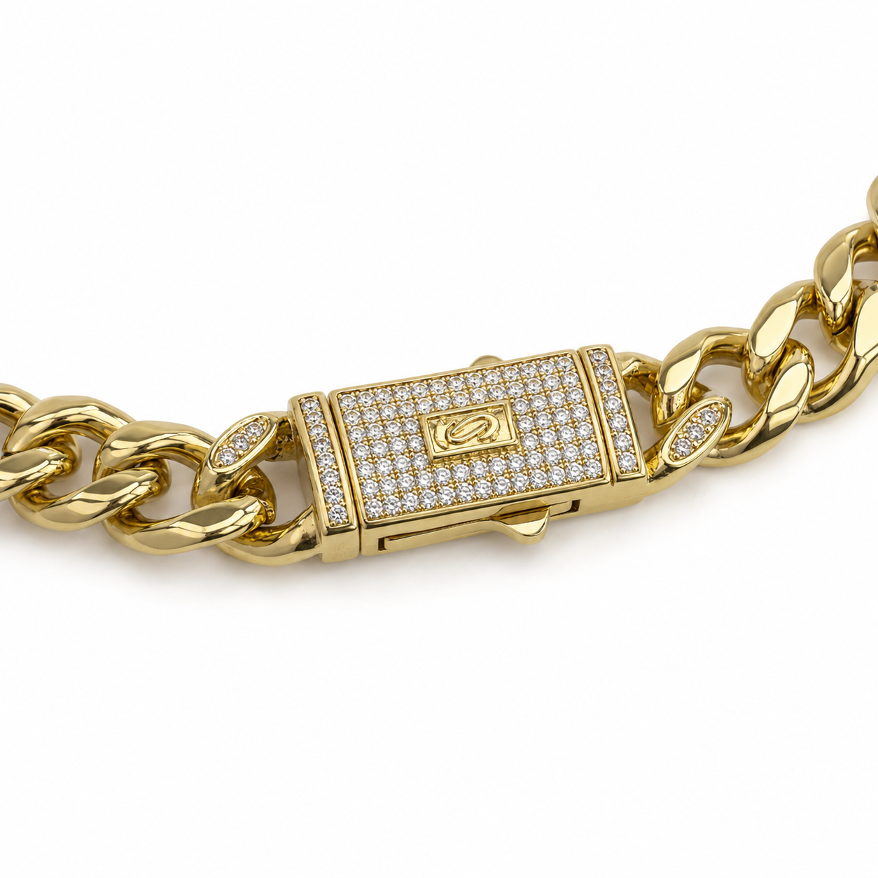 Crystal Box Clasp Cuban Link Necklace