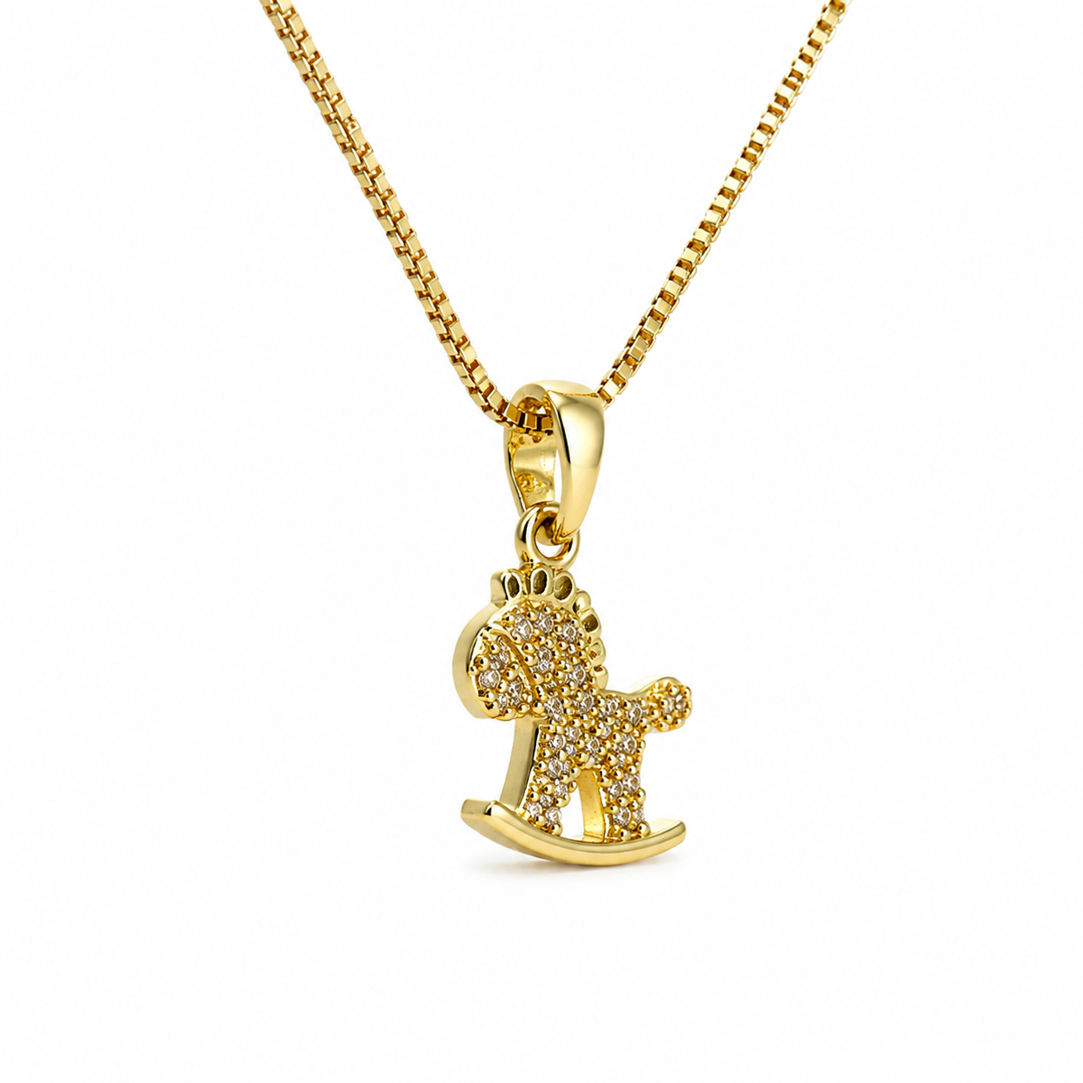 Crystal Rocking Horse Pendant Necklace