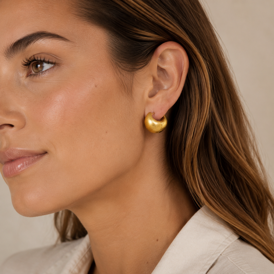 Textured Chunky Huggie Hoop Earrings