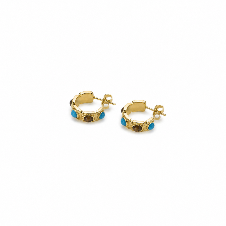Turquoise Charm Hoop Earrings