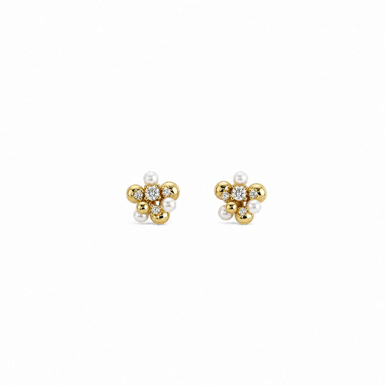 Crystal Pearl Cluster Stud Earrings