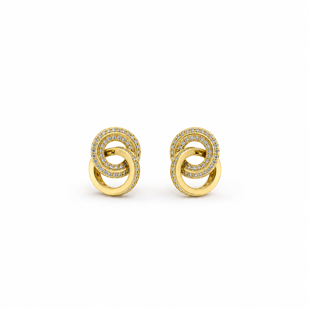 Crystal Double Circle Stud Earrings