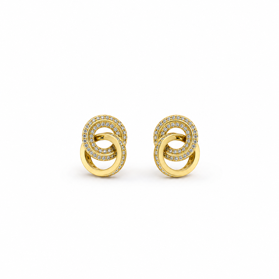 Crystal Double Circle Stud Earrings