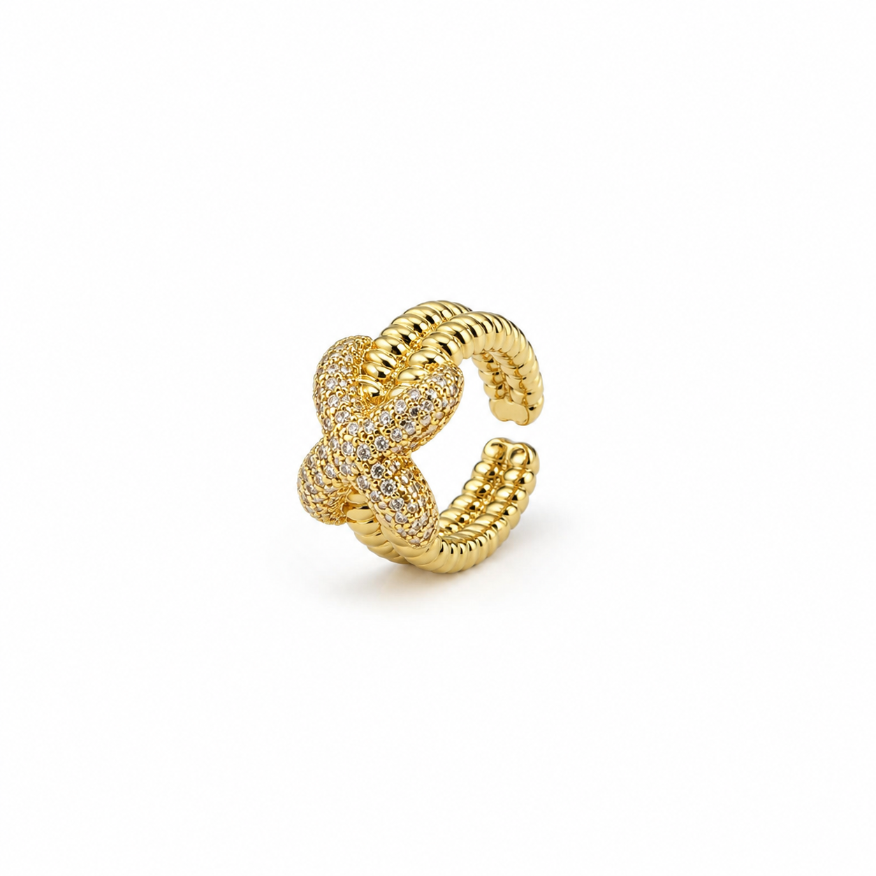 Crystal Bow Double Band Ring