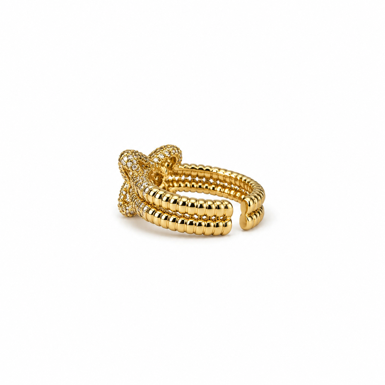 Crystal Bow Double Band Ring