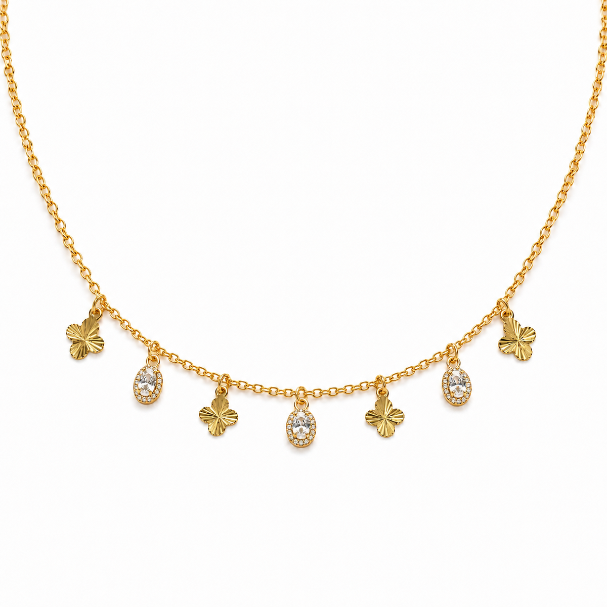 Crystal Clover Charm Necklace
