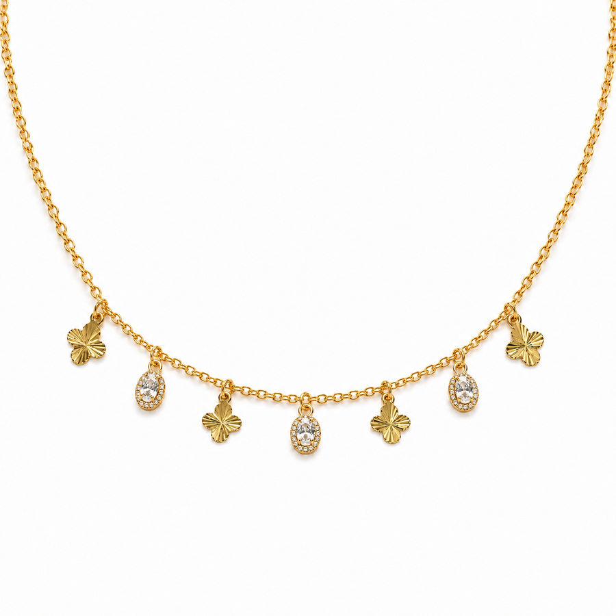 Crystal Clover Charm Necklace