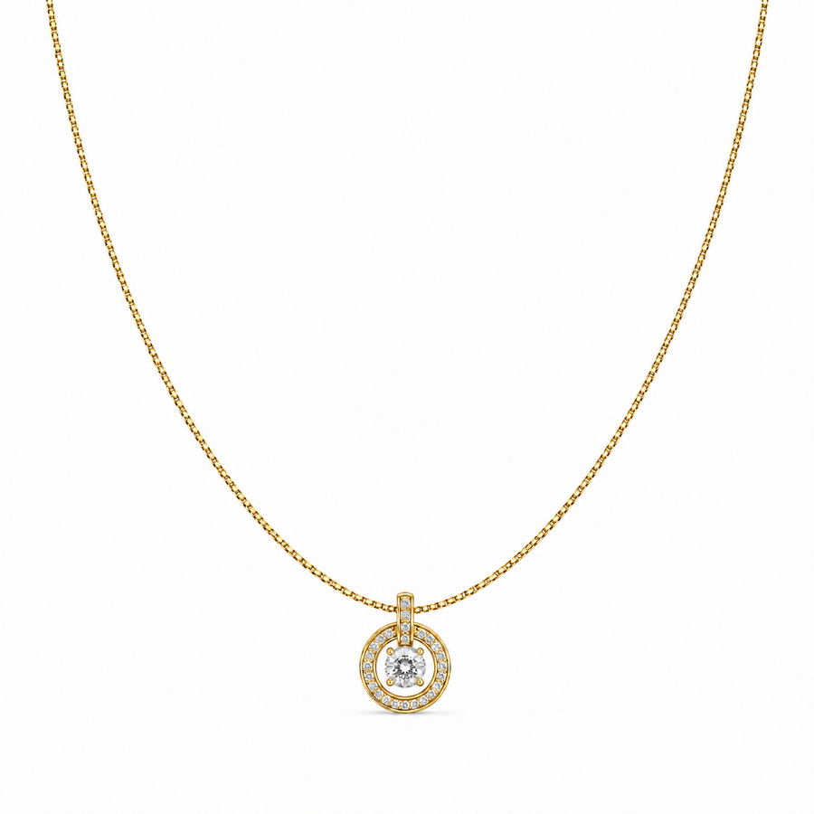 Round Halo Crystal Pendant Necklace